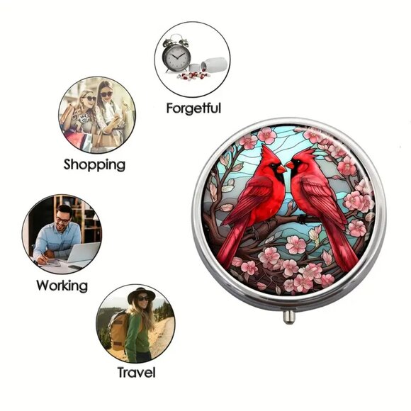 Cardinal Pill Box with Dogwood Tree - Picture 3 of 5